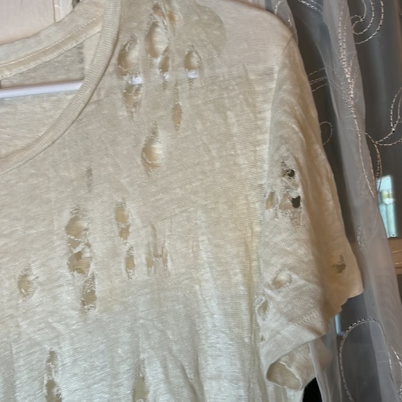 IRO CLAY HOLEY TEE with distressed shredded holes Made of linen Women (36) Sm(4) - Picture 3 of 9